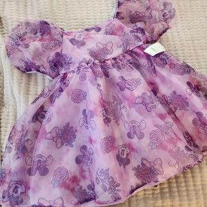 Disney purple minnie mouse puff sleeved dress, size 6/7 girl